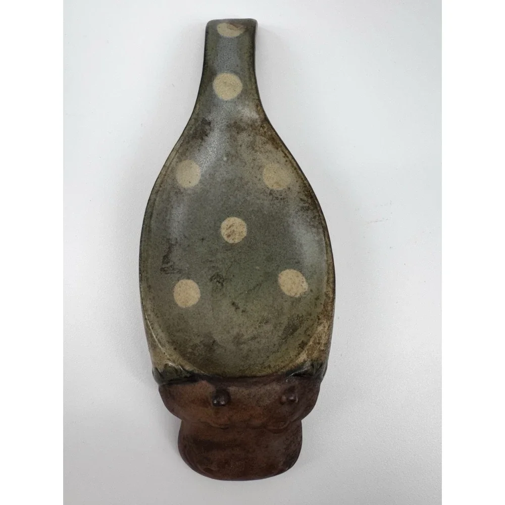 UCTCI Hippo Hippopotamus Spoon Rest Japan Stoneware Art‎ Pottery Polka Dots